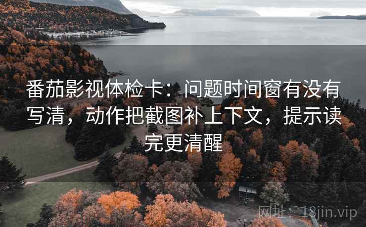 番茄影视体检卡：问题时间窗有没有写清，动作把截图补上下文，提示读完更清醒